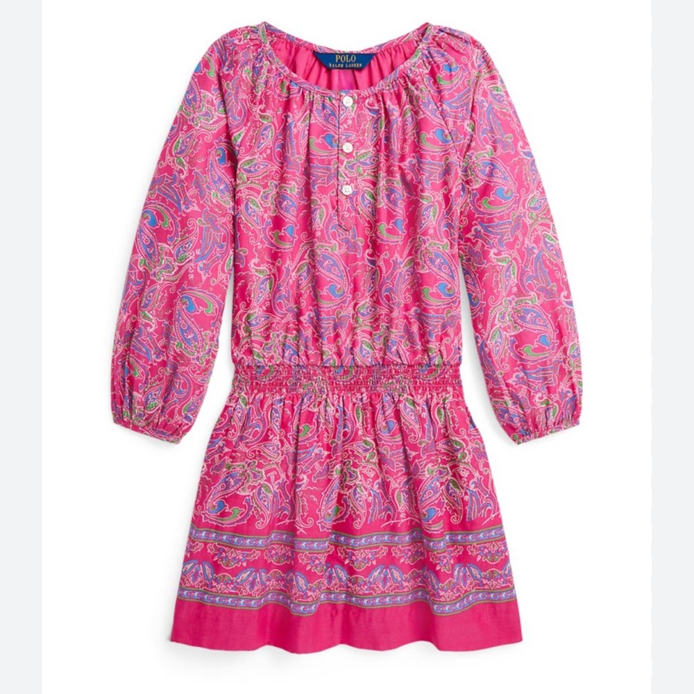 NWT Polo Ralph‎ Lauren Girls' Batiste Paisley Print Smocked Dress Spring Summer